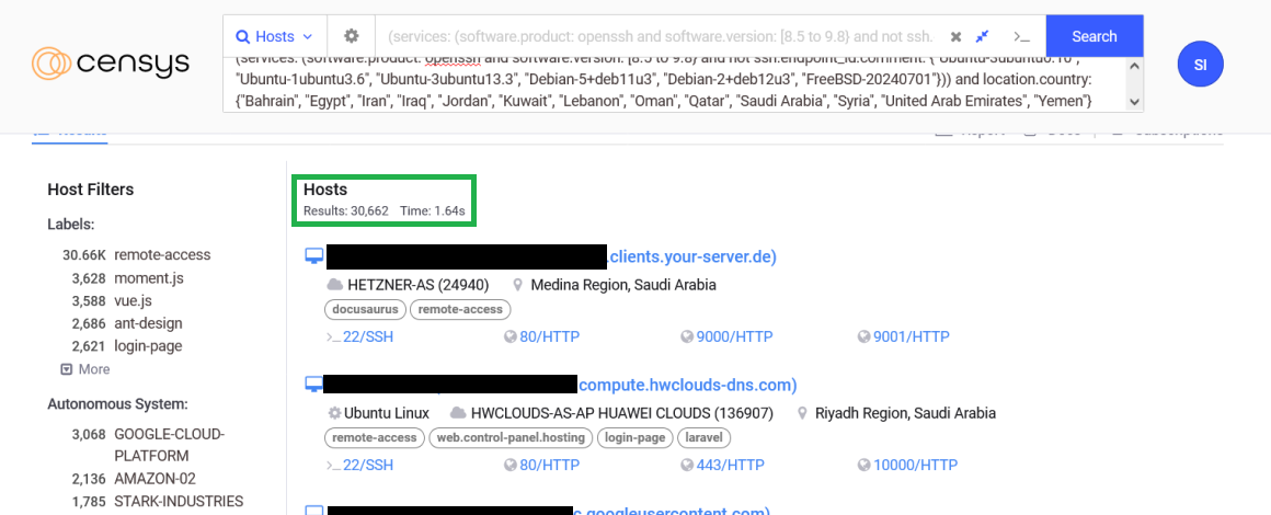 Middle east SSH hosts